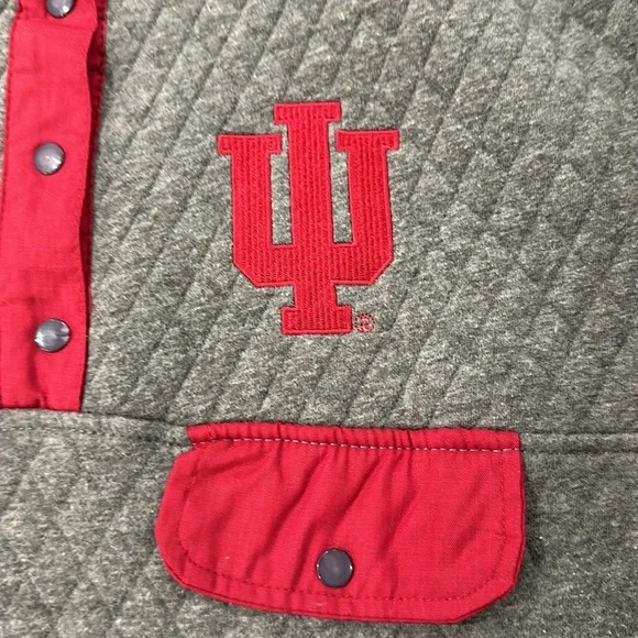 Indiana Hoosiers Women's XL Gray/Red Quarter-Snap Pullover Jacket - Picture 4 of 15